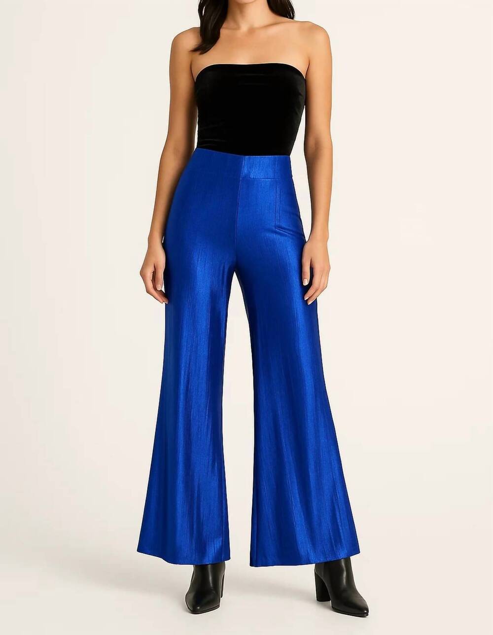 NEW GRETA CONSTANTINE margrog metallic pants in royal blue